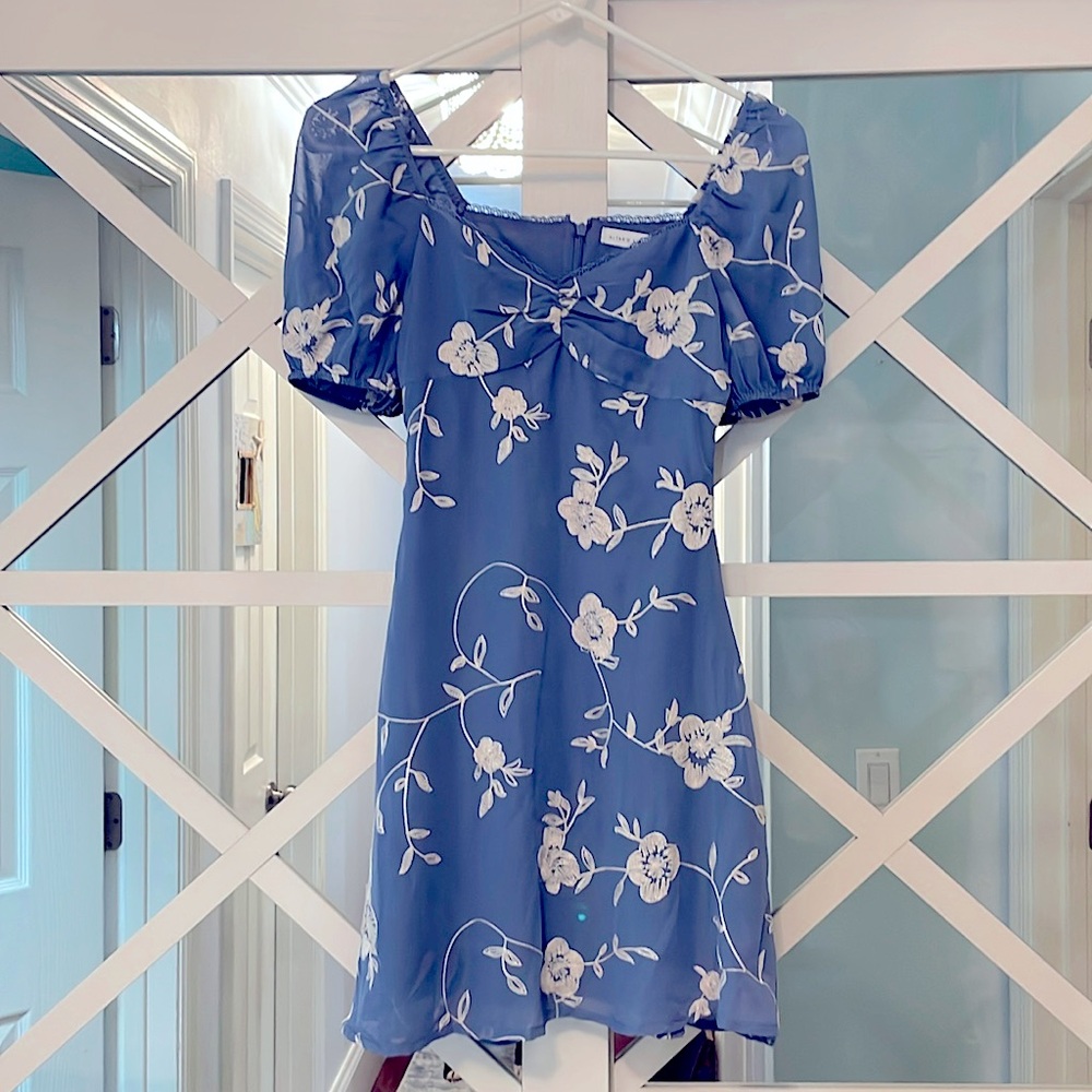 Altar’d State Dusty blue embroidered dress xxs